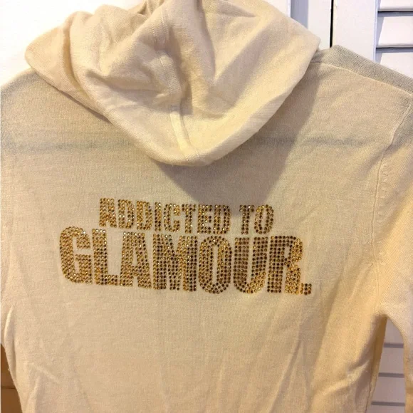 e.vil Cream Cashmere hoodie with crystal burnout Size XS/S - Picture 1 of 4